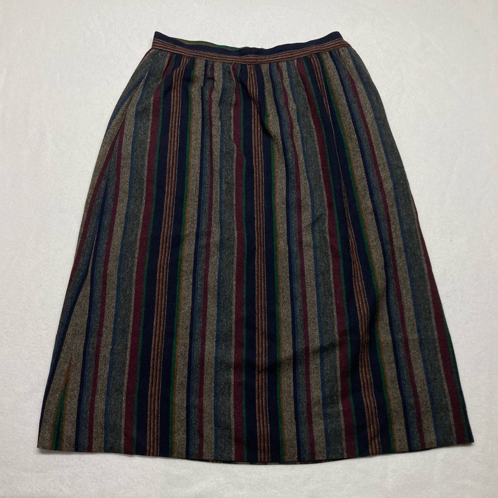 Vintage David Brooks Womens Striped 100% Wool‎ Skirt High Waist Size 14